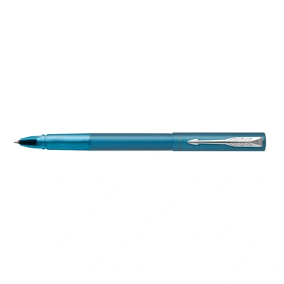 Abbildung von Parker Vector XL Tintenroller Blaugrüne Metallic Lackierung auf Messing Feine Schreibspitze mit schwarzer Nachfülltinte Geschenkbox