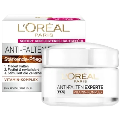 Abbildung von L&#039;Oréal Paris Feuchtigkeitspflege für das Gesicht, Anti Aging Tagescreme zur Minderung von Falten, Vitamin B3 und E, Festigt revitalisiert die Haut, Falten Experte, 1 x 50 ml