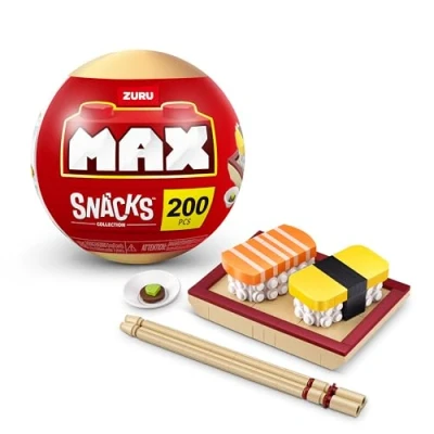 Abbildung von MAX Premium Snacks Bausteine,Sushi (bis zu 200 Teile, 6 zum Sammeln). Bausteine für Teenager, Erwachsene und Sammler. Baue, sammle präsentiere deine Sammlung an leckeren Snacks!