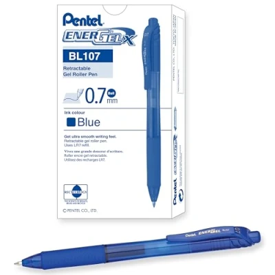 Abbildung von Pentel BL107 C Gel Tintenroller EnerGel mit Druckmechanik, Strichstärke 0,7 mm, 12 Stück
