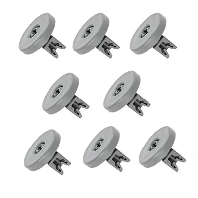 Abbildung von HYJ Geschirrkorbrolle, 8 Stück, Universell für AEG, Zanussi, Ikea &amp; mehr, 40 mm Durchmesser, dunkelgrau, Kunststoff