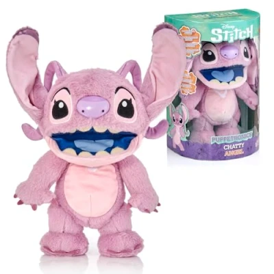 Abbildung von WOW! STUFF Disney Chatty Angel Deluxe Puppetronic, Interaktive Animatronik Puppe mit über 50 Sounds, spricht und bewegt Sich, Größe ca. 30 cm, für Kinder Erwachsene, Violett