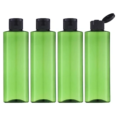 Abbildung von Toureal 250ML Reiseflaschen Set mit Flip Cap (4 Stück) Leere Spender Plastikflasche Set, Abfüllflaschen für Kosmetik Trichter (Grün)