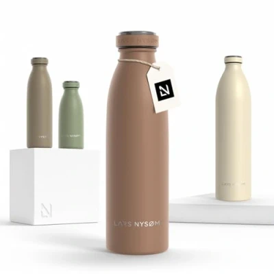 Abbildung von LARS NYSØM Edelstahl Trinkflasche 350ml, 500ml, 750ml, 1L, 1 5 liter Thermosflasche Kohlensäure geeignet Auslaufsichere Wasserflasche für Sport, Outdoor, Schule (Mocha Brown, 500ml)