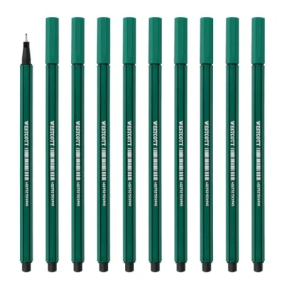 Abbildung von Westcott STORYLINER Fineliner grün 10 Stück Premium mit 0,4mm Strichstärke Präzise Strichführung, metalleingefasste Spitze, schnelltrocknende Tinte auf Wasserbasis E 737791 00