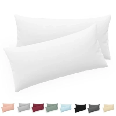 Abbildung von Twinzen® Kissenbezug 50x80 (2er Set) 100% Jersey Baumwolle 150 GSM Kissenbezüge Weiß Für cm Kissenhülle mit Reißverschluss Oeko Tex Zertifiziert