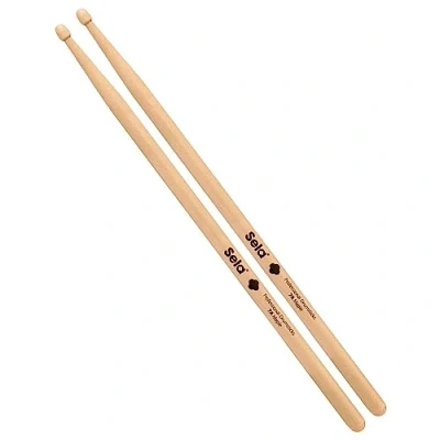 Abbildung von Sela Professional Maple 7A Drumsticks ideal für sanften Rock Schlagzeug Sticks Fortgeschrittene 1 Paar Wooden Zubehör aus Ahornholz Eichel Kopf Form, Natur, SE 274