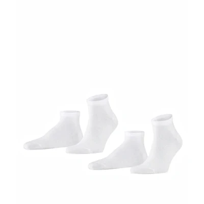 Abbildung von FALKE Herren Sneakersocken Happy Double Pack M Sn Baumwolle kurz einfarbig 2 Paar, Weiß White 2000, 47 50