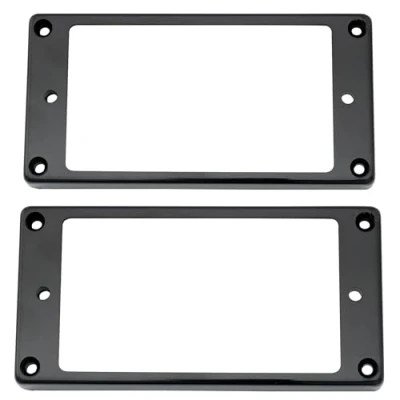 Abbildung von Musiclily Pro Flat Kunststoff Humbucker Pickup Rahmen Tonabnehmer Rings Bridge Neck Frame Set für LP Les Paul E Gitarre, Schwarz