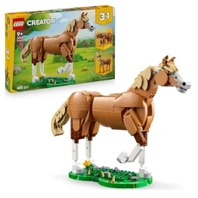 Abbildung von LEGO Creator 3in1 Prächtiges Ross Kinder Spielzeug Tiere Tierfigur verwandelt Sich in EIN Bären oder Hirschmodell Kreatives Geschenk für Mädchen und Jungen ab 9 Jahren 31166