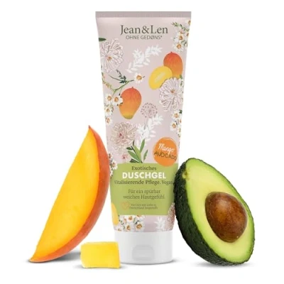 Abbildung von Jean &amp; Len Exotisches Duschgel Mango Avocado, vitalisierende Formulierung für ein spürbar geschmeidiges Hautgefühl, sanfte Hautreinigung, ohne Parabene Silikone, vegan, Duschgel, 250 ml