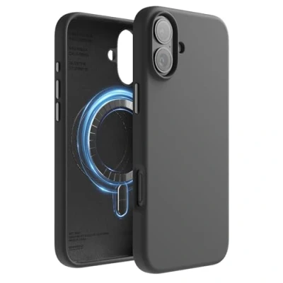 Abbildung von elago Magnetisch Silikon Hülle Kompatibel mit iPhone 16 Plus 6,7 Zoll, Allen MagSafe Zubehör Eingebaute Magnete, Soft Grip Silikon, Stoßfest (Schwarz)