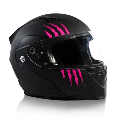 Abbildung von Finest Folia Kratzer Helm Aufkleber 2er Set 7,5x7,5cm Monster Sticker Kralle Deko für Motorrad Auto Motorradhelm Kratzspuren selbstklebend wasserfest K173 (Neon Pink)