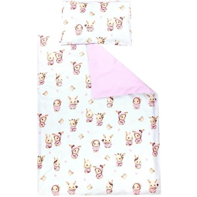 Abbildung von TupTam Kinder Bettwäsche Gemustert 2 Teilig Wendebettwäsche, Farbe: Kaninchen/Rosa/Punkte, Größe: 120x90 cm