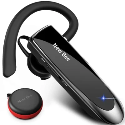 Abbildung von New Bee Bluetooth Headset Wireless Freisprech Telefon mit Mikrofon für iPhone Samsung Huawei 60 Tage Standby Schwarz