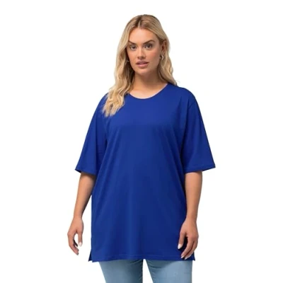Abbildung von Ulla Popken Damen Basic, Rundhals T Shirt, Kobaltblau, 46 48