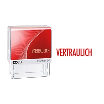 Abbildung von COLOP Printer 20 Text Stempel VERTRAULICH, Abdruck rot, für sofortigen Einsatz. Fertigstempel mit Lagertext und rotem Kissen