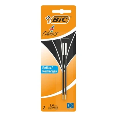 Abbildung von BIC 4 Farben Kugelschreiberminen schwarz Colours, 2er Pack, dokumentenechte Tinte, Kugeldurchmesser 1.0 mm, Strichstärke 0.4 mm