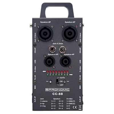 Abbildung von Pronomic CC 88 Multi Kabeltester (Multi Format Kabeltester, Speakon, XLR, Chinch, RJ45, Klinke, Din, MIDI, S Video, LED Anzeige, Tragegriff) grau