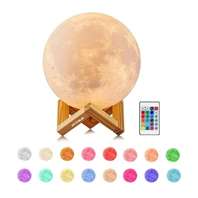 Abbildung von EXTSUD Mond Lampe 16 Farben 3D Mondlampe Nachtlampe mit Fernbedienung&amp;Touchschalter Dimmbar USB Wiederaufladbare Schlafzimmer Dekorative Lichter Geschenke für Erwachsen Mädchen Jungen