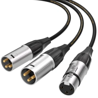 Abbildung von Tisino XLR Splitterkabel, 1 Buchse auf 2 Stecker Mikrofon Y Splitter Kabel, Symmetrisches Verzweigungskabel 50cm