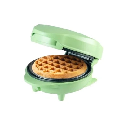 Abbildung von Bestron Mini Waffeleisen für klassische Waffeln, kleiner Waffelmaker mit Antihaftbeschichtung, Kindergeburtstage, Familienfeiern, Ostern oder Weihnachten, Retro Design, Farbe: Mint Mattiert