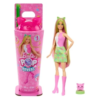 Abbildung von Barbie Pop Reveal Set aus Puppe und Accessoires, Shakes Serie, duftende helle Häschen Modepuppe &amp; Haustier, mit 8 Überraschungen inklusive Farbwechsel, JCN88