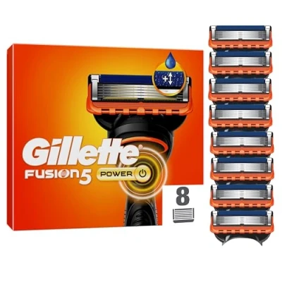 Abbildung von Gillette Fusion5 Power Rasierklingen, 8 Erstazklingen für Nassrasierer herren, mit größerem Gleitstreifen ein sanftes Gleiten und 5 Klingen eine unglaublich gründliche komfortable Rasur