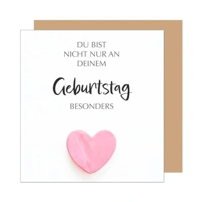 Abbildung von Edition Seidel Premium quadratische Geburtstagskarte mit Umschlag. Glückwunschkarte Happy Birthday Karte für Frau Mann Freund Freundin Herz (GQ400 SW025)