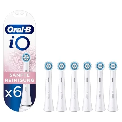 Abbildung von Oral B iO sanfte Reinigung Aufsteckbürsten für elektrische Zahnbürste, 6 Stück, Zahnreinigung, Zahnbürstenaufsatz Zahnbürsten