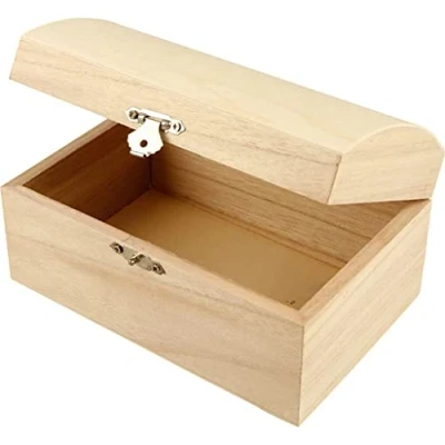 Abbildung von Creativ Create Crafts 575440 Schatztruhe aus Holz mit gebogenem Deckel und Metallverschluss, braun, 16,5 x 11 8,55