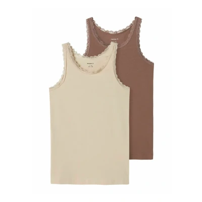 Abbildung von NAME IT Mädchen NKFTANK TOP 2P Peyote LACE NOOS Unterhemd, 116 (2er Pack)