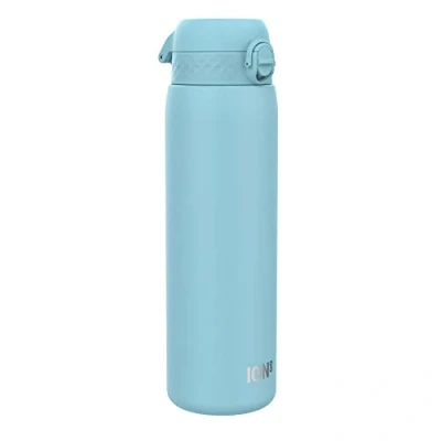 Abbildung von Ion8 1 Liter Edelstahl Trinkflasche, Auslaufsicher, Einhandöffnung, Sichere Verriegelung, Spülmaschinenfest, Klappdeckel, Tragegriff, Leicht zu Reinigen, Langlebig &amp; Kratzfest, Alaskan Blau