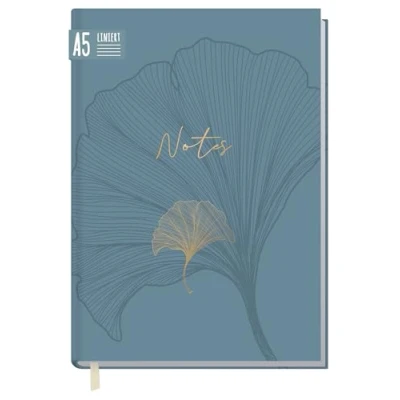 Abbildung von Notizbuch A5 liniert [Blue Ginkgo] von Trendstuff by Häfft 124 Seiten, 62 Blatt ideal als Tagebuch, Bullet Journal, Ideenbuch, Schreibheft nachhaltig &amp; klimafreundlich
