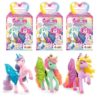 Abbildung von Galupy Unicorn Rainbow 3er Pack Einhorn Spielzeug zu Sammeln, Figuren mit Glitzerflügeln &amp; Swarovski Kristal