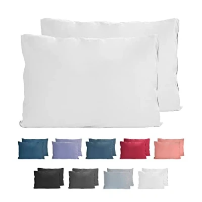 Abbildung von Komfortec 100% Baumwolle Kissenbezüge 2er Set 40x60 cm, Superweicher Premium Jersey Kopfkissenbezug 150 g/m², Kissenhülle, Weiß