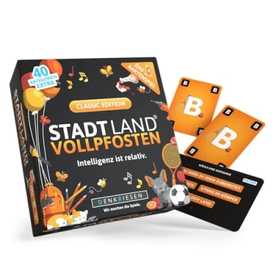 Abbildung von DENKRIESEN Stadt Land VOLLPFOSTEN® Das Kartenspiel Classic Edition Intelligenz ist relativ Sonderedition Familienspiel für Spieleabend Geschenkidee