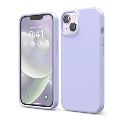Abbildung von elago Schutzhülle für iPhone 14, Flüssigsilikon, Ganzkörper Schutzhülle, stoßfest, schlanke Handyhülle, kratzfestes, weiches Mikrofaserfutter, 15,5 cm (6,1 Zoll), Violett