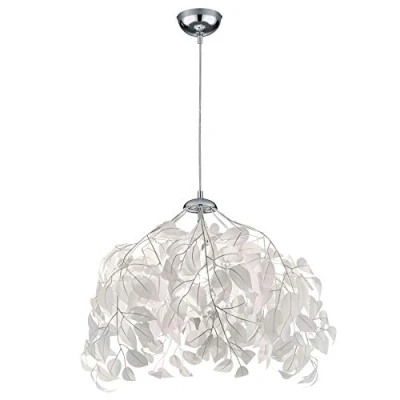 Abbildung von Reality Leuchten Pendelleuchte Leavy R10461901, Metall Nickel matt, Schirm Kunststoff weiß, 1 x E27, 38 150 cm
