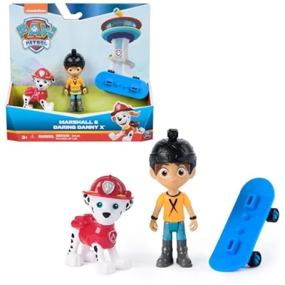 Abbildung von PAW PATROL Hero Pups Actionfiguren Set mit 1 Marshall Hundefigur, Danny X Figur und Skateboard, Spielzeug geeignet für Kinder ab 3 Jahren