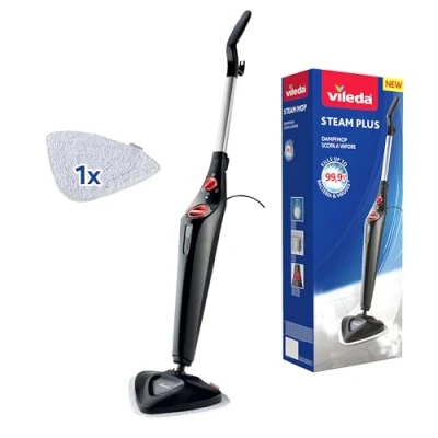 Abbildung von Vileda Steam Plus Dampfreiniger mit Mikrofaser Pad, hygienische Bodenreinigung, entfernt bis zu 99,9% der Bakterien und Viren*, für alle Böden, ideal Teppiche