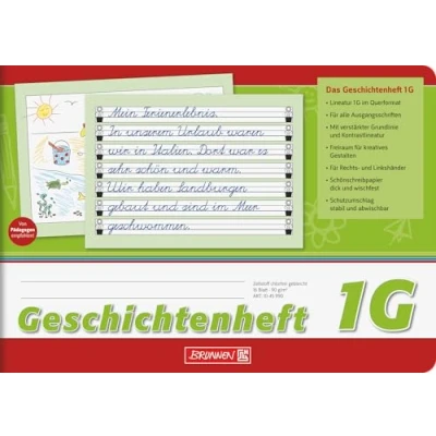 Abbildung von BRUNNEN Geschichtenheft A5 quer, Lineatur 1G, 16 Blatt, grün