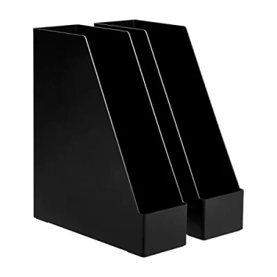 Abbildung von Amazon Basics Kunststoff Organizer, Zeitschriftenhalter, Schwarz, 2 Stück
