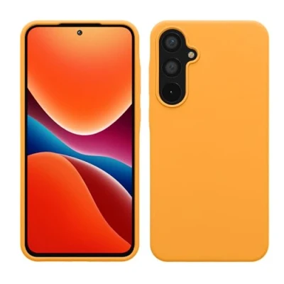 Abbildung von kwmobile Hülle kompatibel mit Samsung Galaxy A55 5G Silikon Handy Case Handyhülle weiche Oberfläche kabelloses Laden Fruity Orange