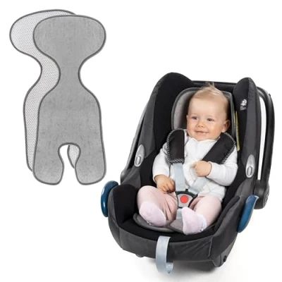 Abbildung von Zamboo Komfort Sitzauflage für Babyschale &amp; Reboarder (passend Maxi Cosi, Cybex, Römer) Atmungsaktive Sommer Sitzeinlage gegen Schwitzen, schont den Kindersitz Bezug Grau