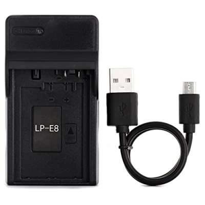 Abbildung von LP E8 USB Ladegerät für Canon EOS 550D, 600D, 650D, 700D, Kiss X4, X5, X6i, Rebel T2i, T3i, T4i, T5i Kamera und Mehr