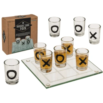 Abbildung von Out of the Blue 79/3967 Glas Trinkspiel, Tic Tac Toe, mit 9 Gläsern, Spielfeld ca. 13 x cm