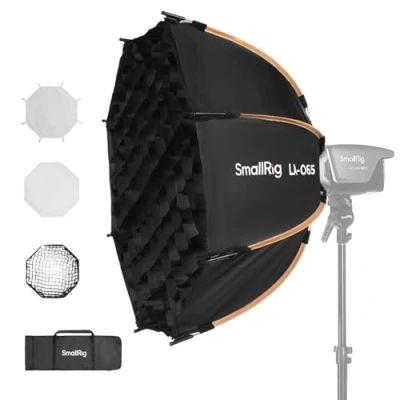 Abbildung von SmallRig LA O65 Achteckige Softbox, 65 cm/25,6 Zoll Schnellverschluss Softbox mit Tragetasche, für COB Leuchten Bowens Mount Neewer Aputure Godox 4874