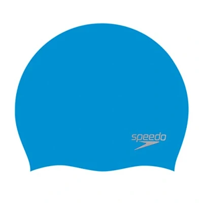Abbildung von Speedo Unisex Erwachsene Moulded Silicone Swimming Cap Schwimmkappe, Blau/Chrom, Einheitsgröße