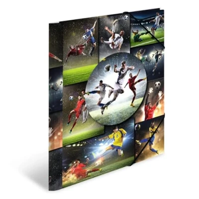 Abbildung von HERMA Sammelmappen A4 Fussball Set, 3 Stück, Kinder Eckspanner Mappen aus Kunststoff mit Sport Motiv, Gummizug, Innenklappen und Innendruck für Jungen Mädchen